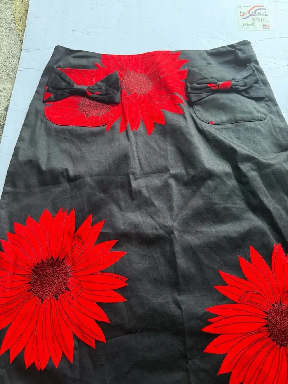 Grace Dane Lewis Workshop Black and Red Sunflower Print Midi Skirt